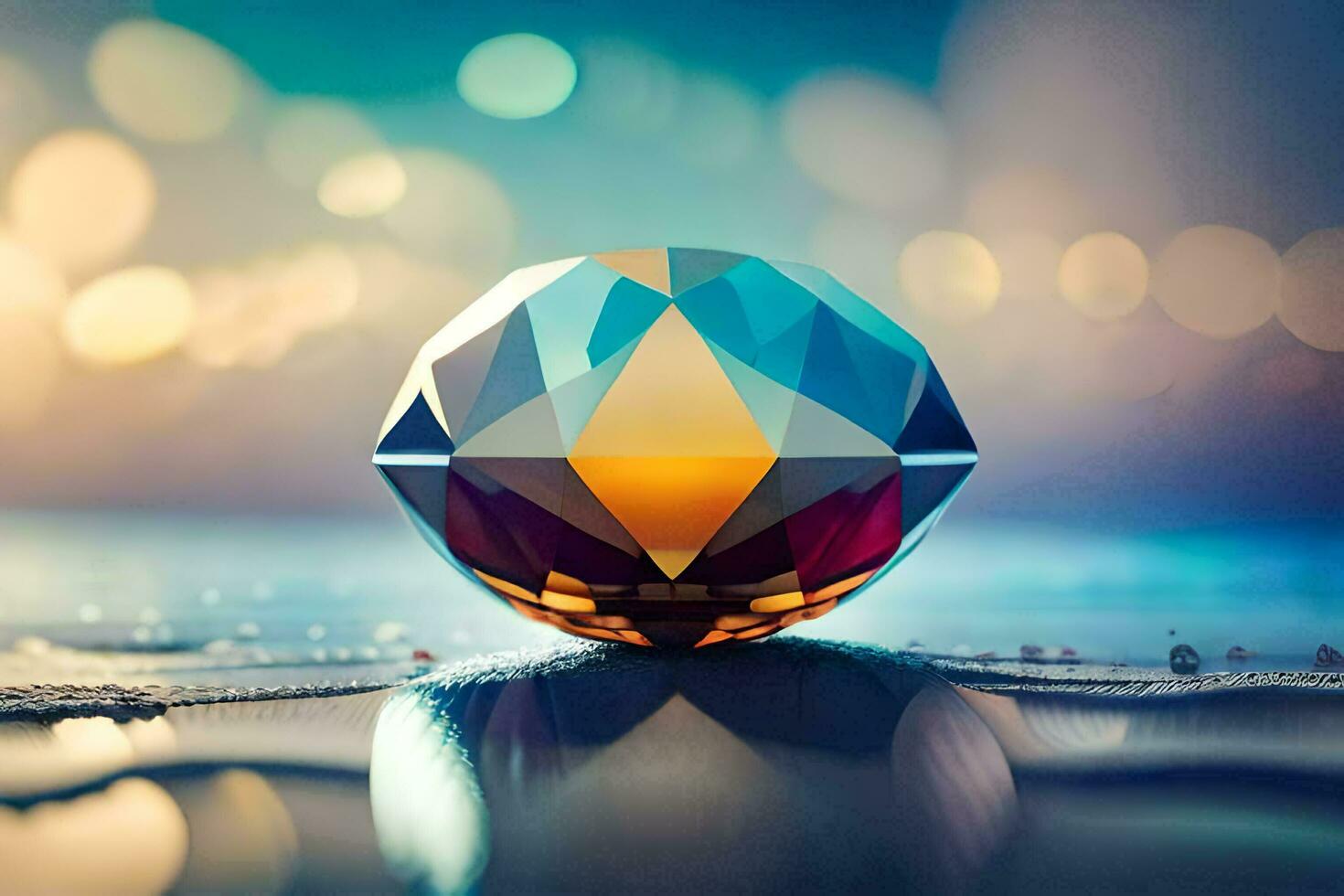 a diamond ball sitting on the ground. AI-Generated photo