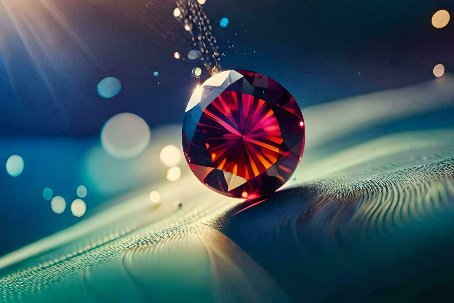 a red diamond on a blue background. AI-Generated photo