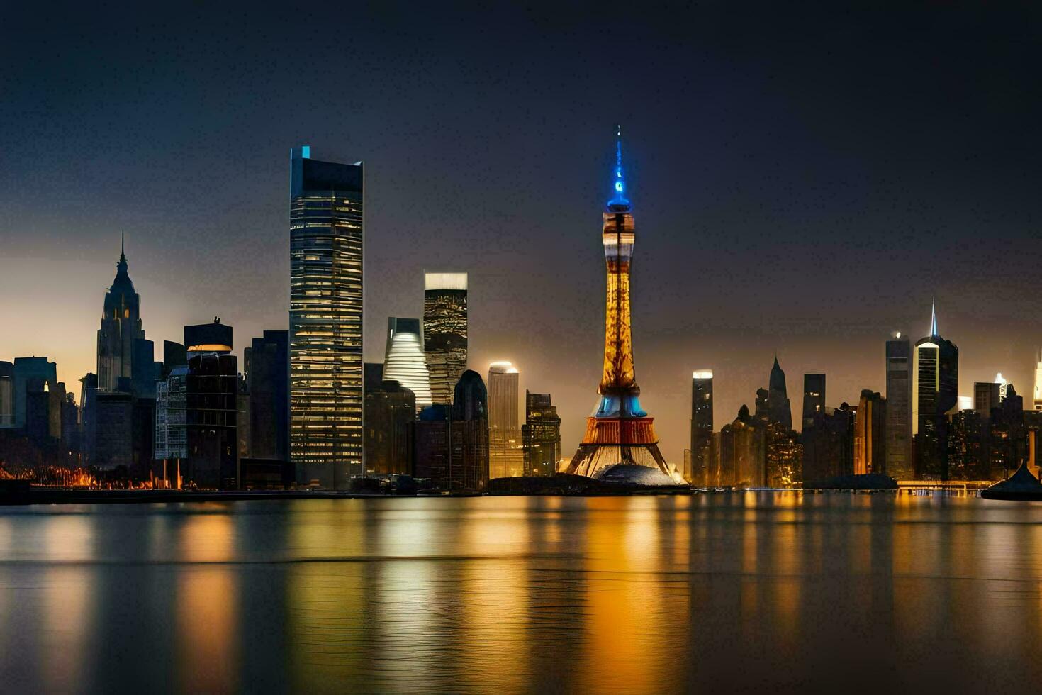 the shanghai skyline at night. AI-Generated photo