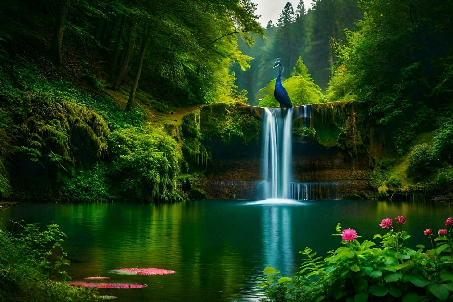 waterfall wallpaper hd wallpaper. AI-Generated 32261743 Stock Photo at