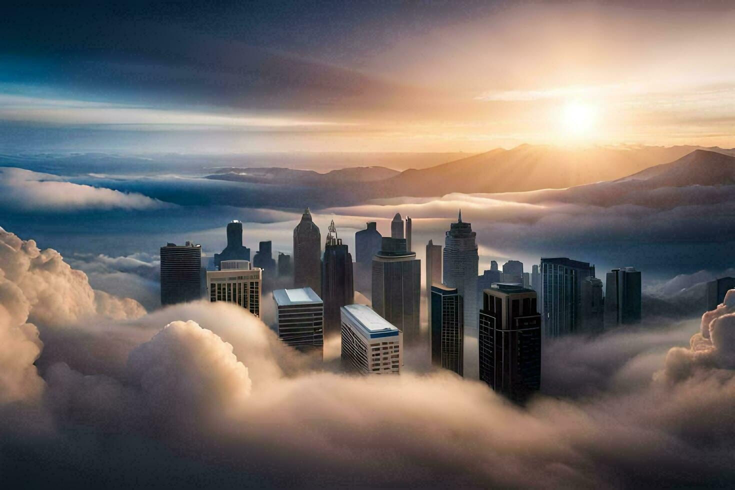 a city in the clouds. AI-Generated photo