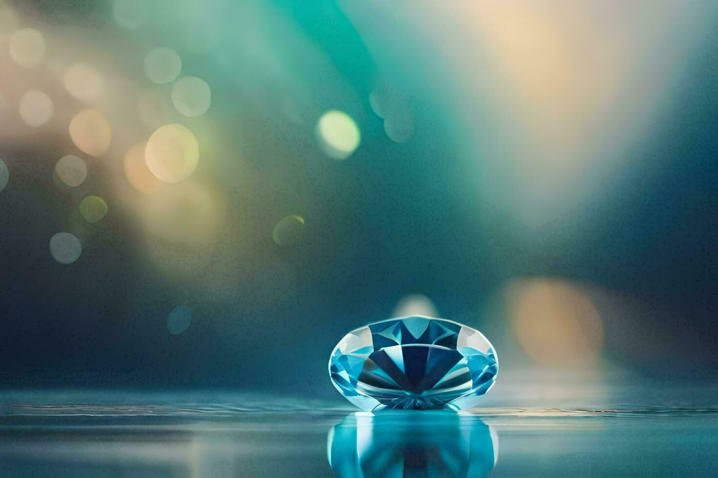 a diamond is shown on a table with a blurred background. AI-Generated photo