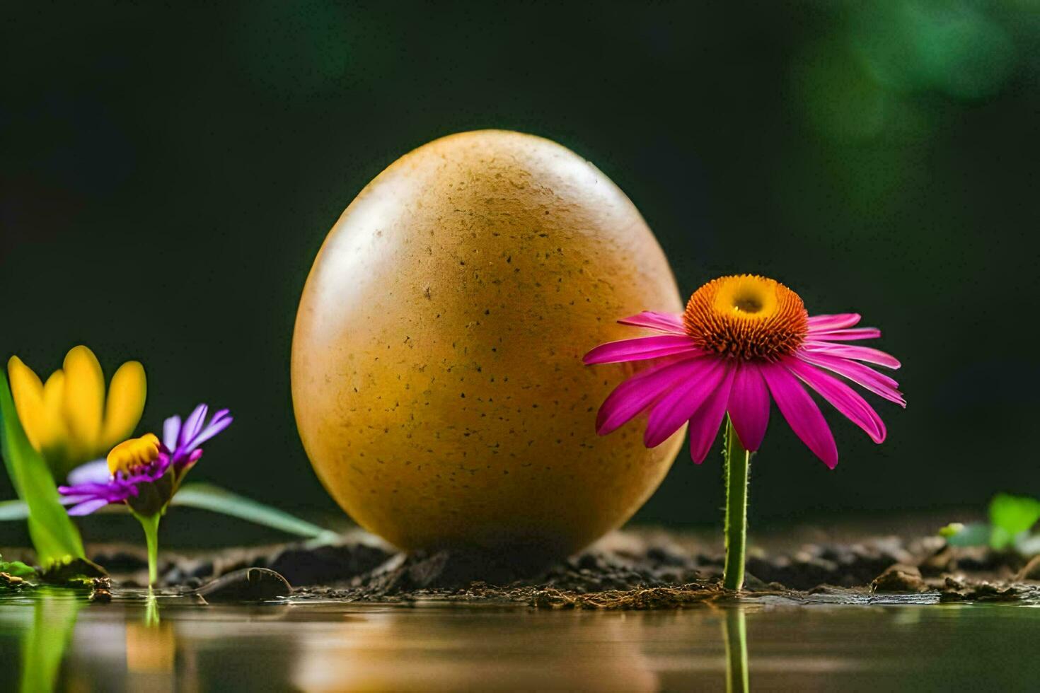 photo wallpaper the egg, flowers, water, the ground, the ground, the ground, the. AI-Generated