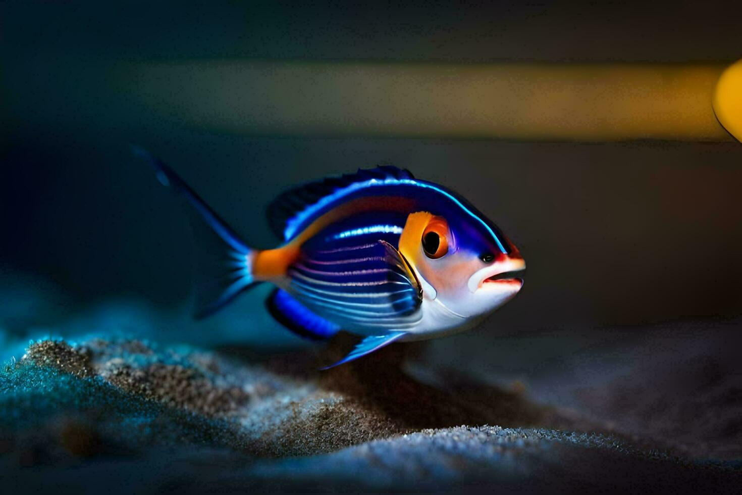 a fish with a bright blue and orange body. AI-Generated photo