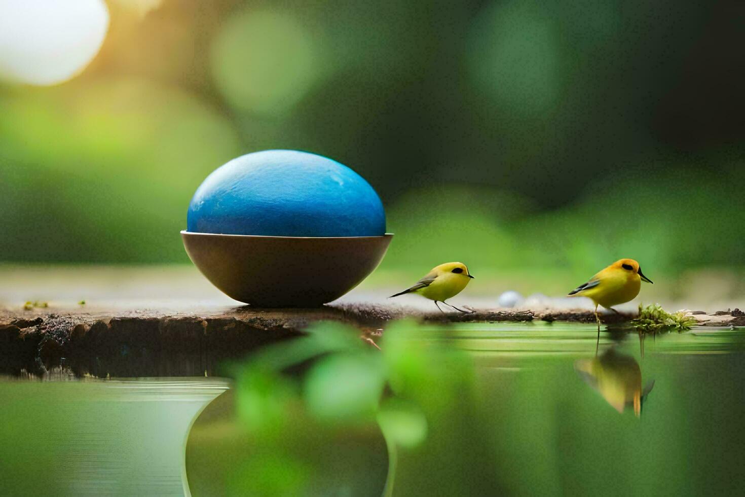 aves en el agua. generado por ai foto