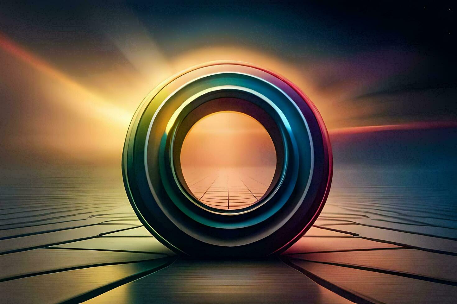 the letter o in a circle on a dark background. AI-Generated photo