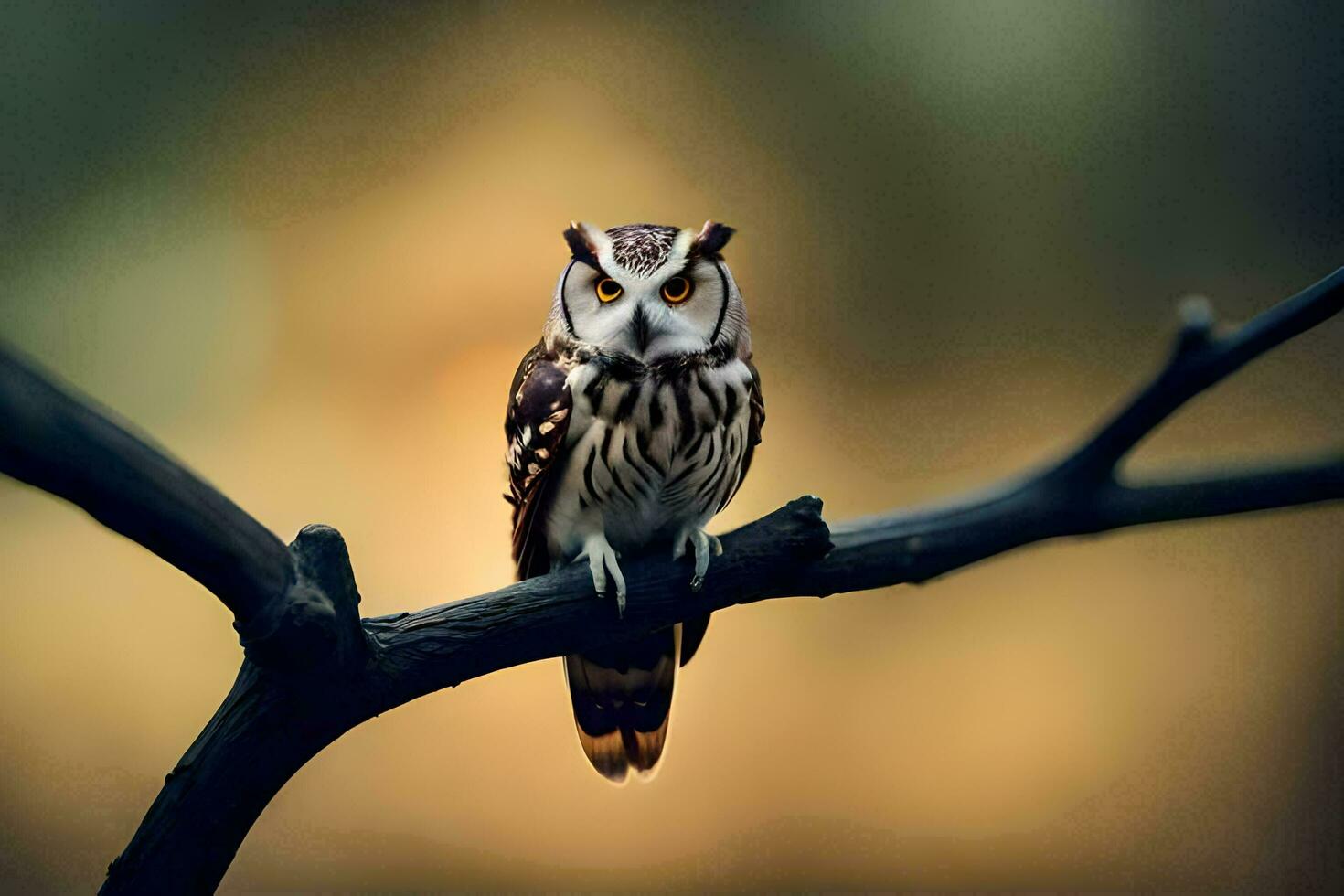 an owl is sitting on a branch. AI-Generated photo