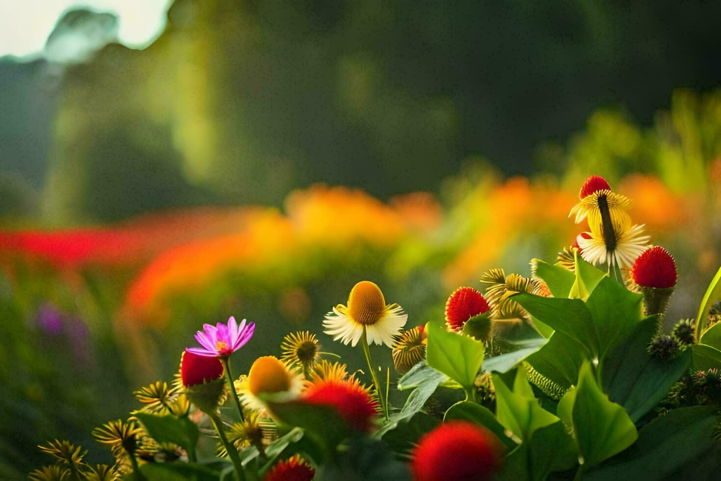 flores en el campo. generado por ai foto