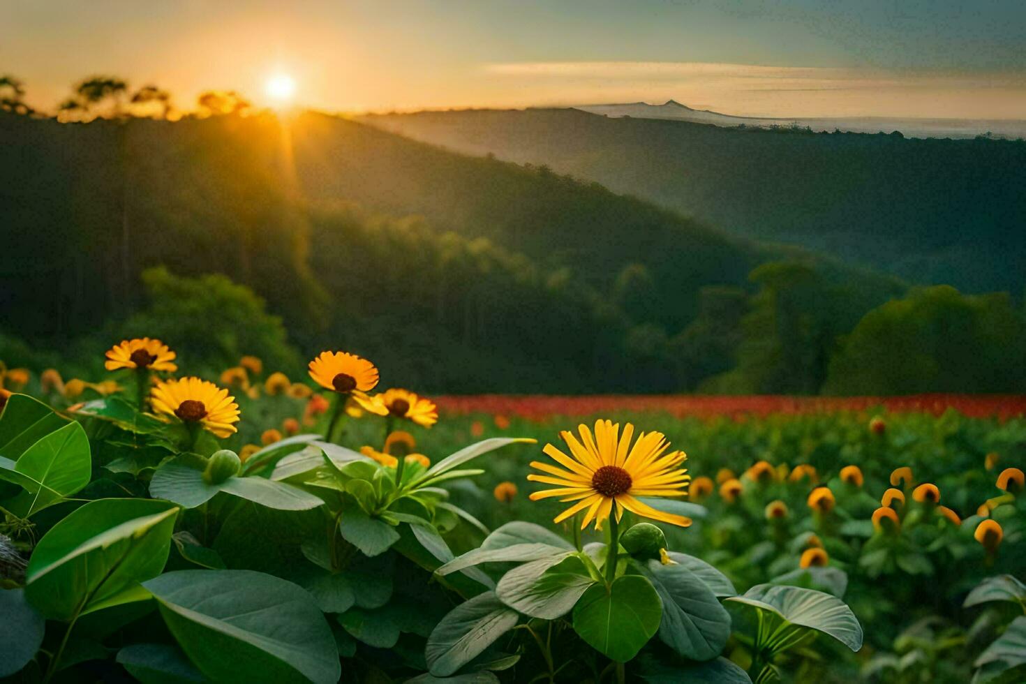 sunflowers in the field. AI-Generated photo