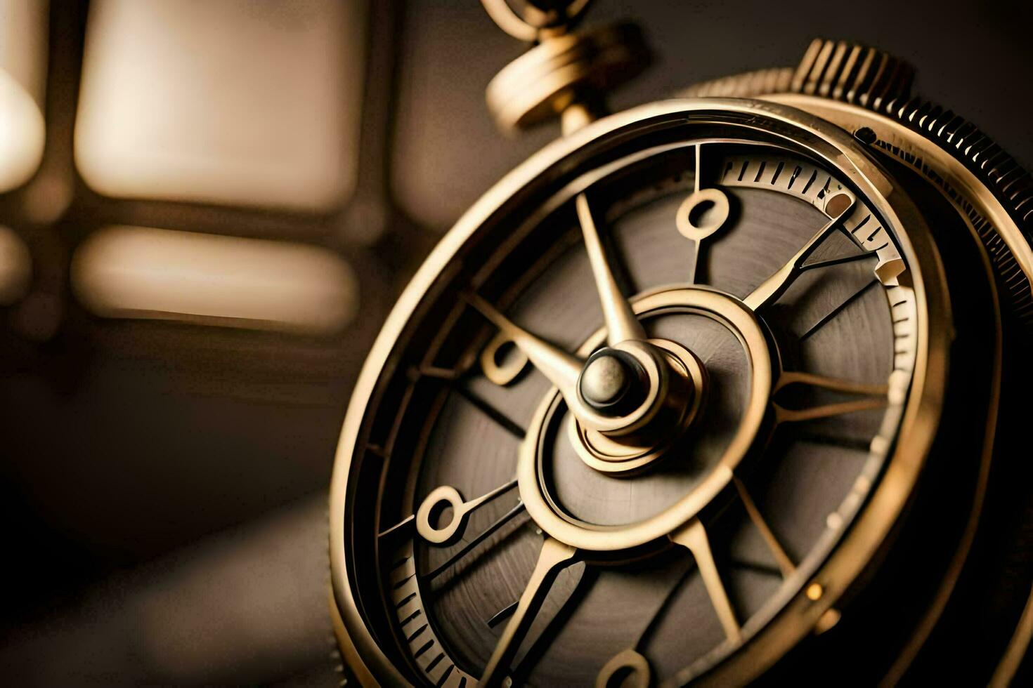 a close up of a gold pocket watch. AI-Generated photo