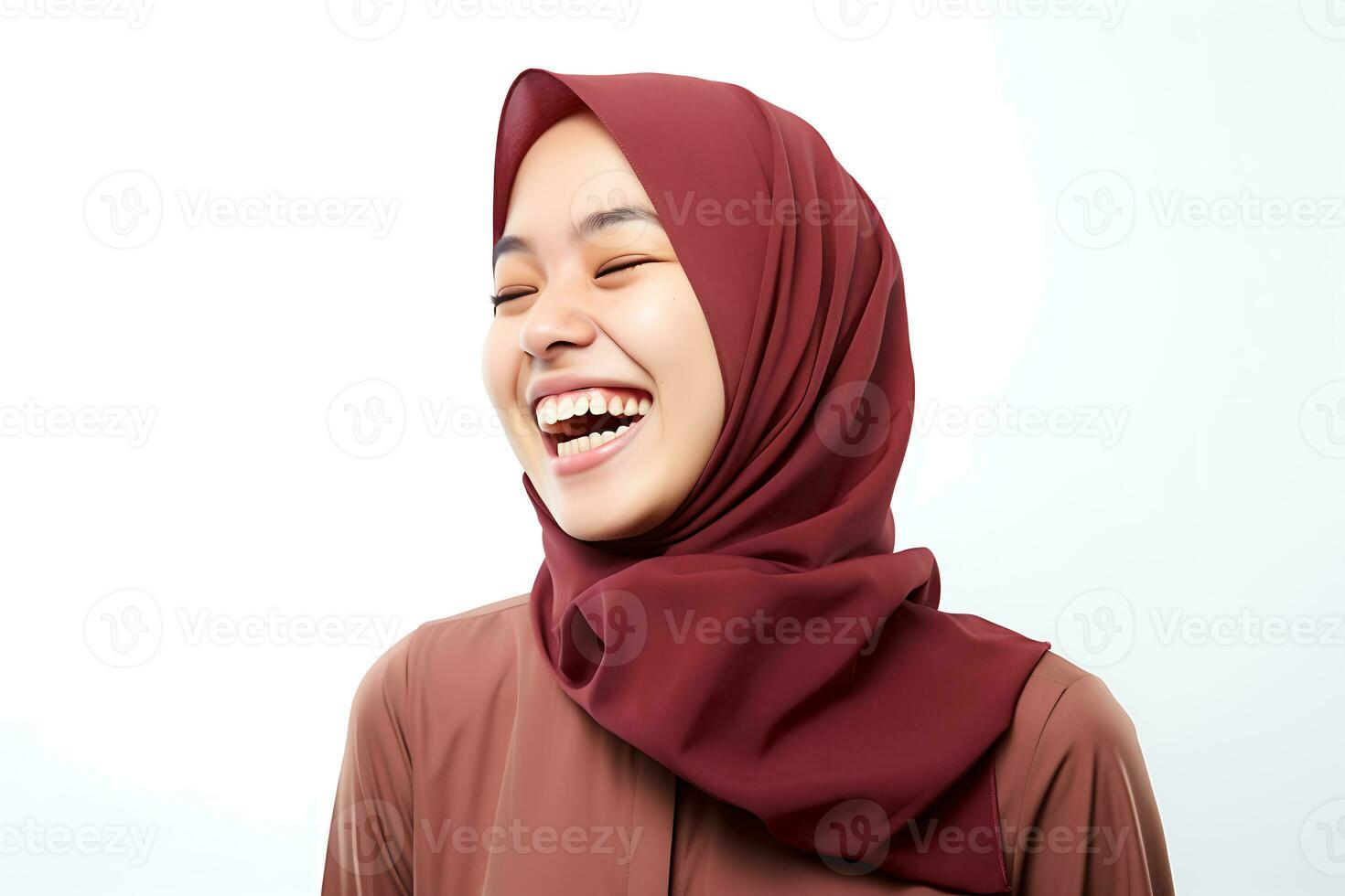 Hijab woman with happy face expression isolated on white background AI Generated photo