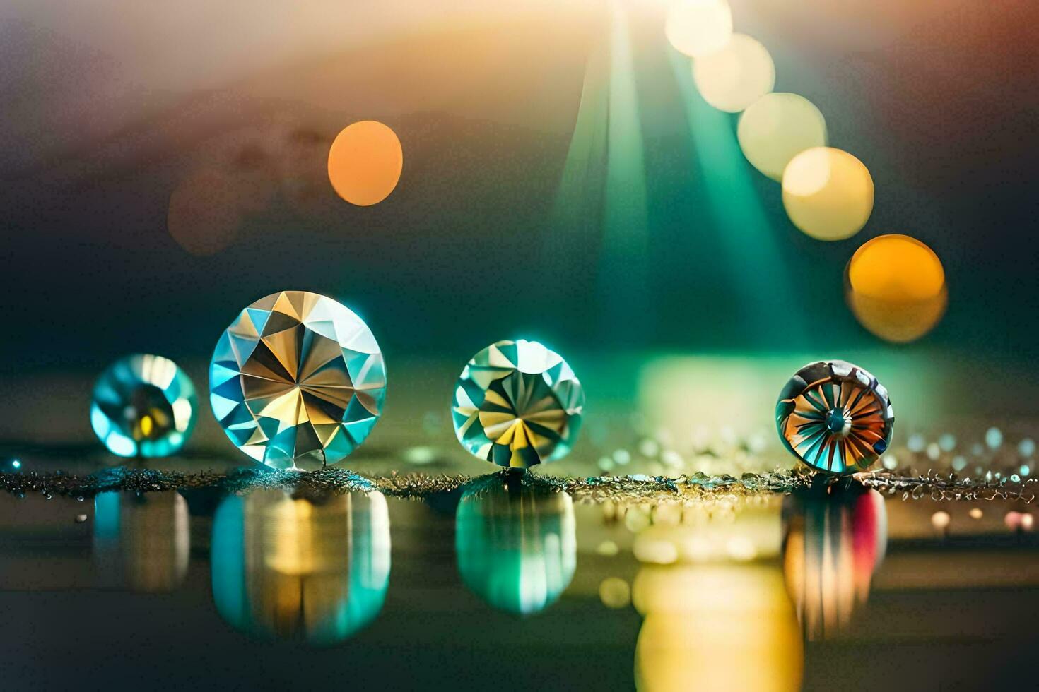 a group of diamonds on a table. AI-Generated photo