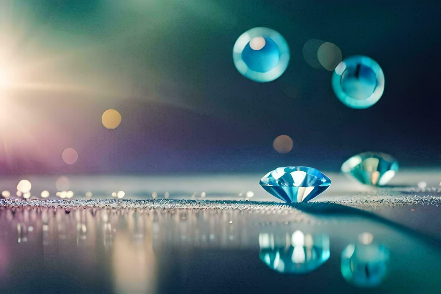 diamonds on a shiny surface. AI-Generated photo