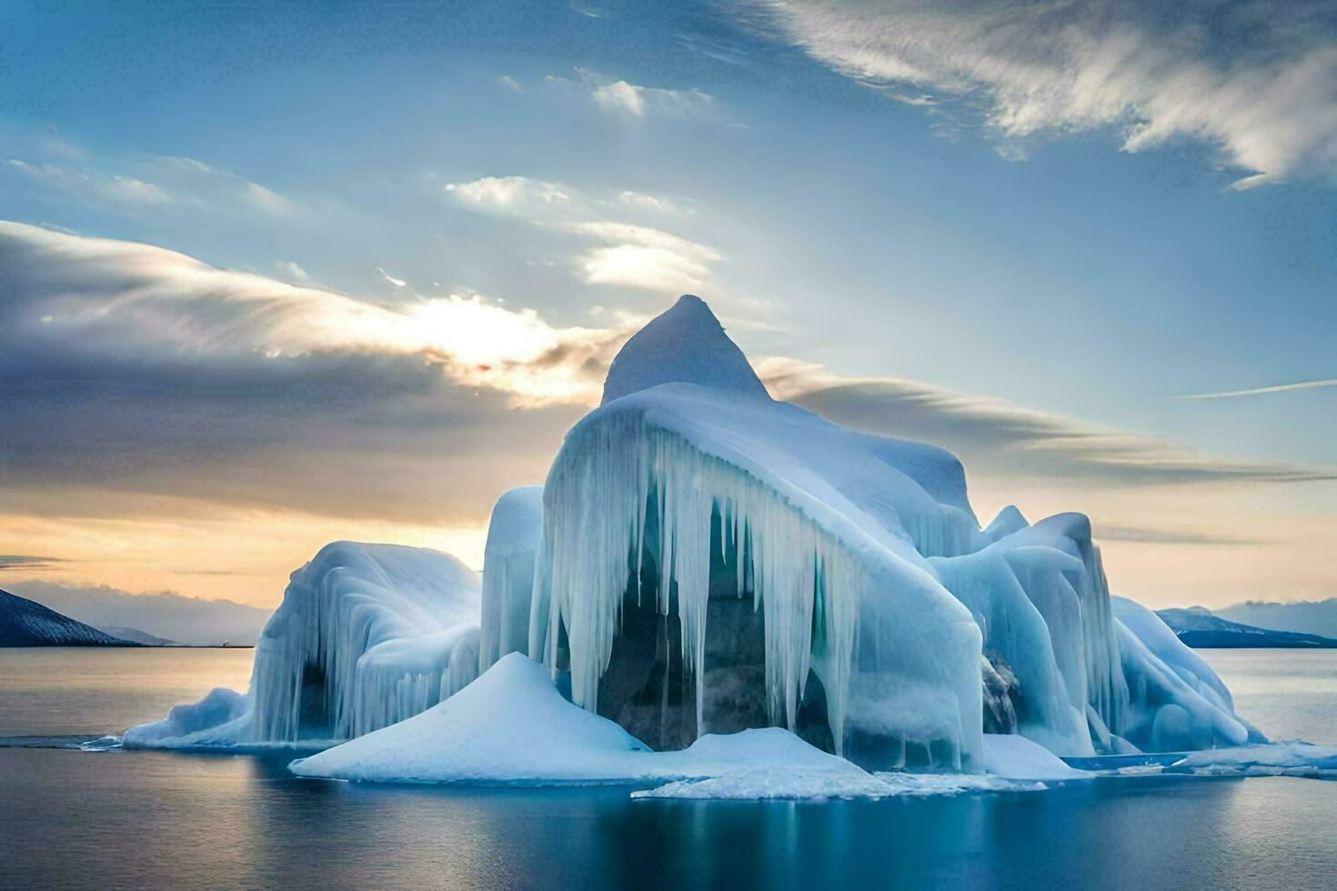 icebergs in the arctic ocean. AI-Generated photo