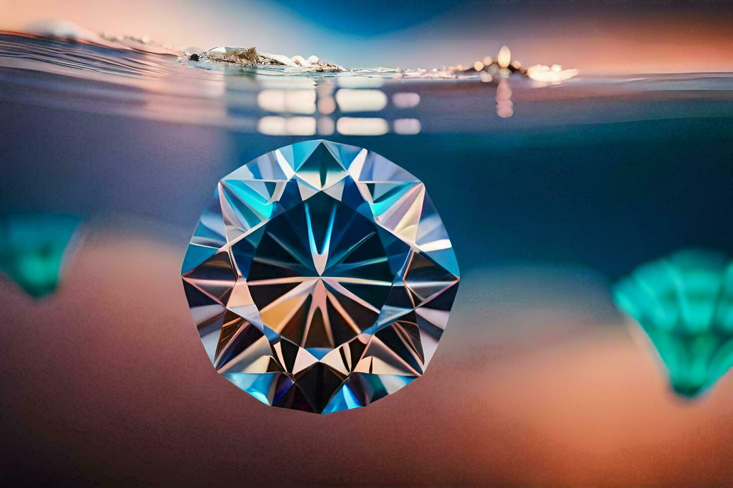 a diamond is floating in the water. AI-Generated photo