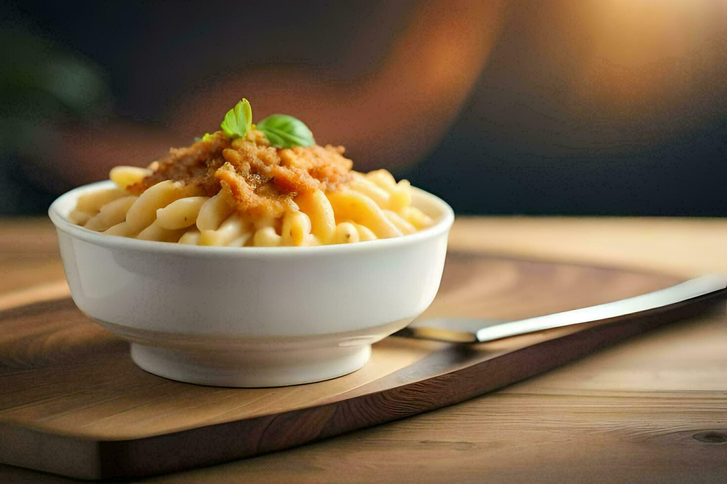 macaroni and cheese in a bowl. AI-Generated photo