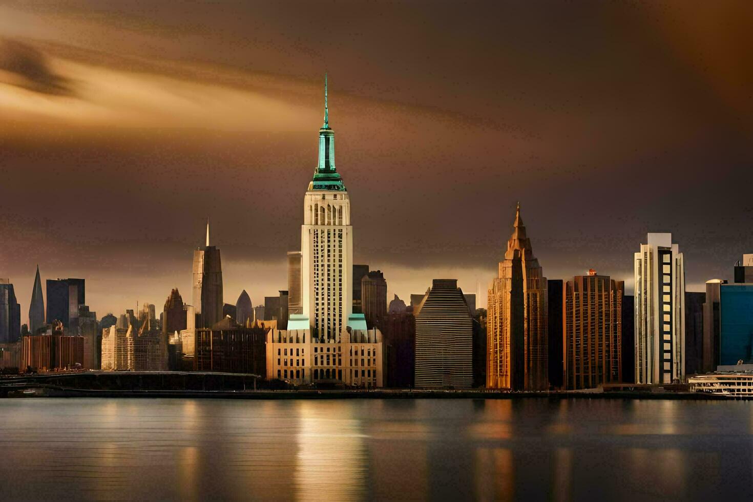 the empire state building is seen in the background. AI-Generated photo