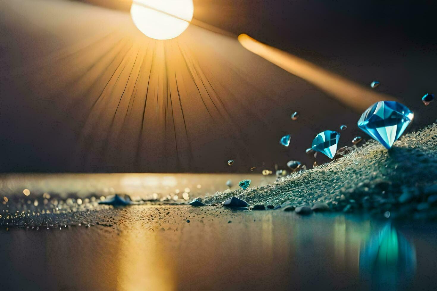photo wallpaper the sun, water, diamonds, the beach, the sun, the light, the. AI-Generated