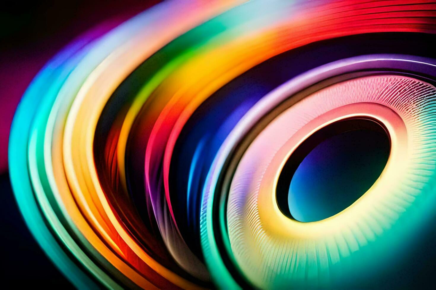 a colorful circular light is shown in this image. AI-Generated photo