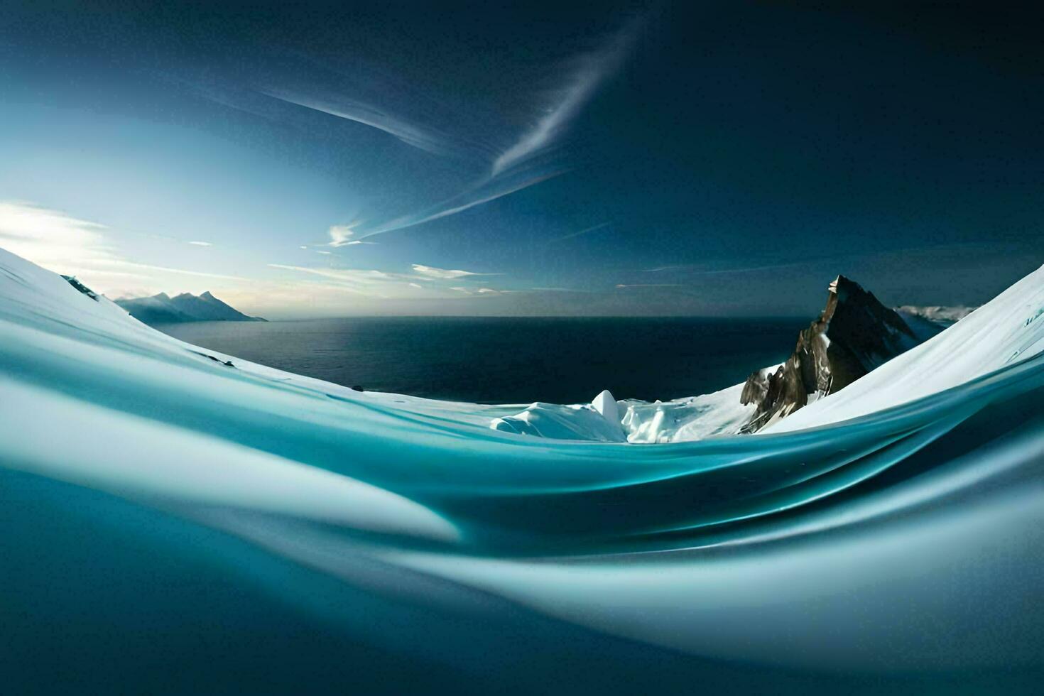 a blue wave is seen in the ocean. AI-Generated photo