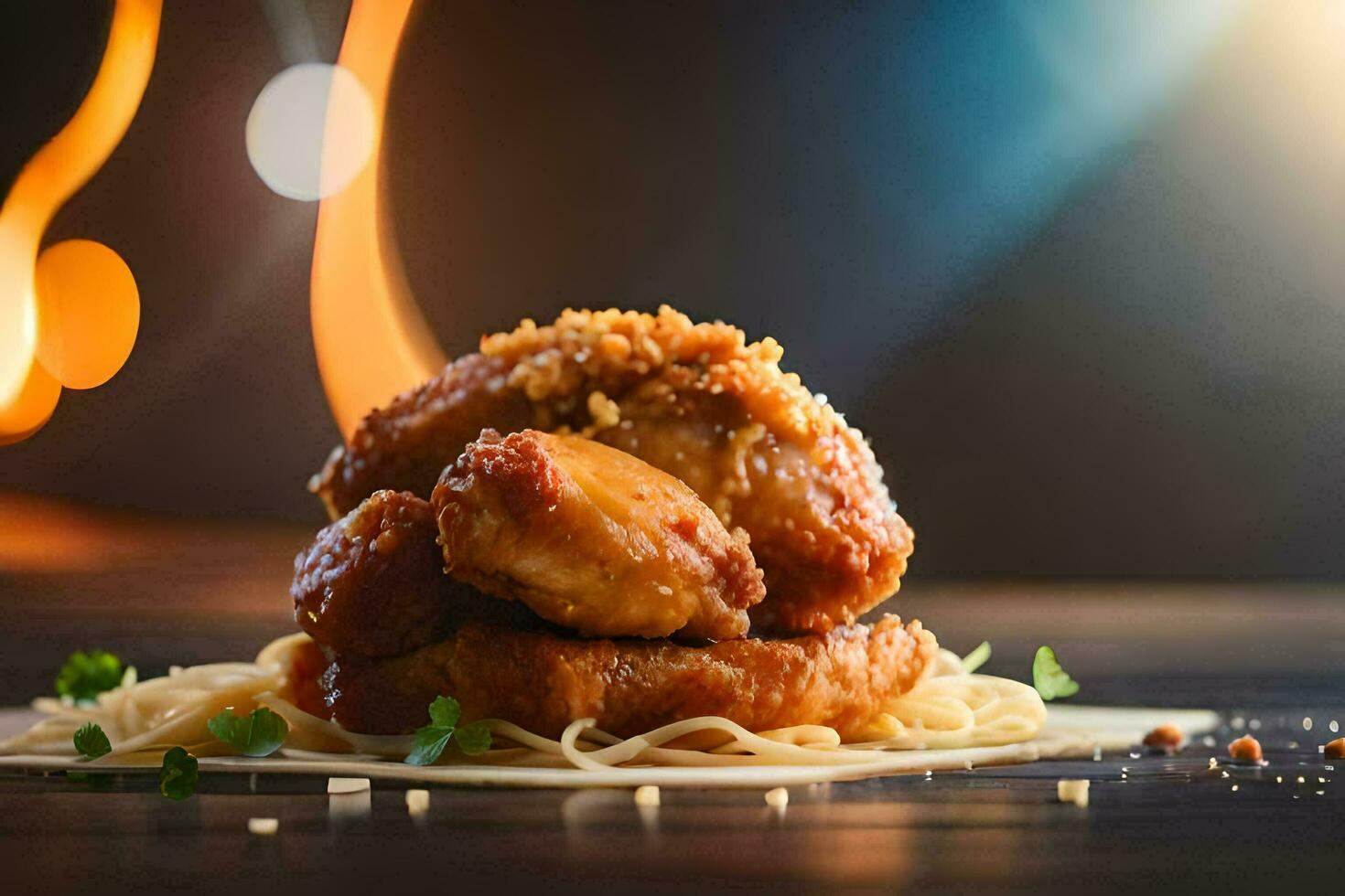 chicken wings on a plate with sauce. AI-Generated photo
