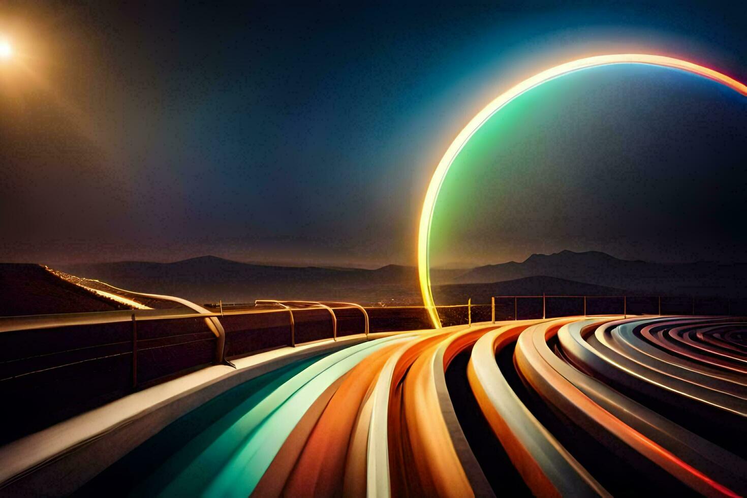 a long exposure photo of a rainbow with a long exposure. AI-Generated