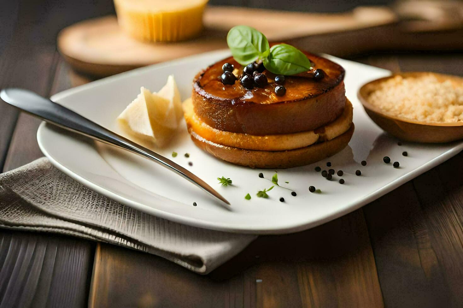 a plate with a sandwich and some cheese. AI-Generated photo