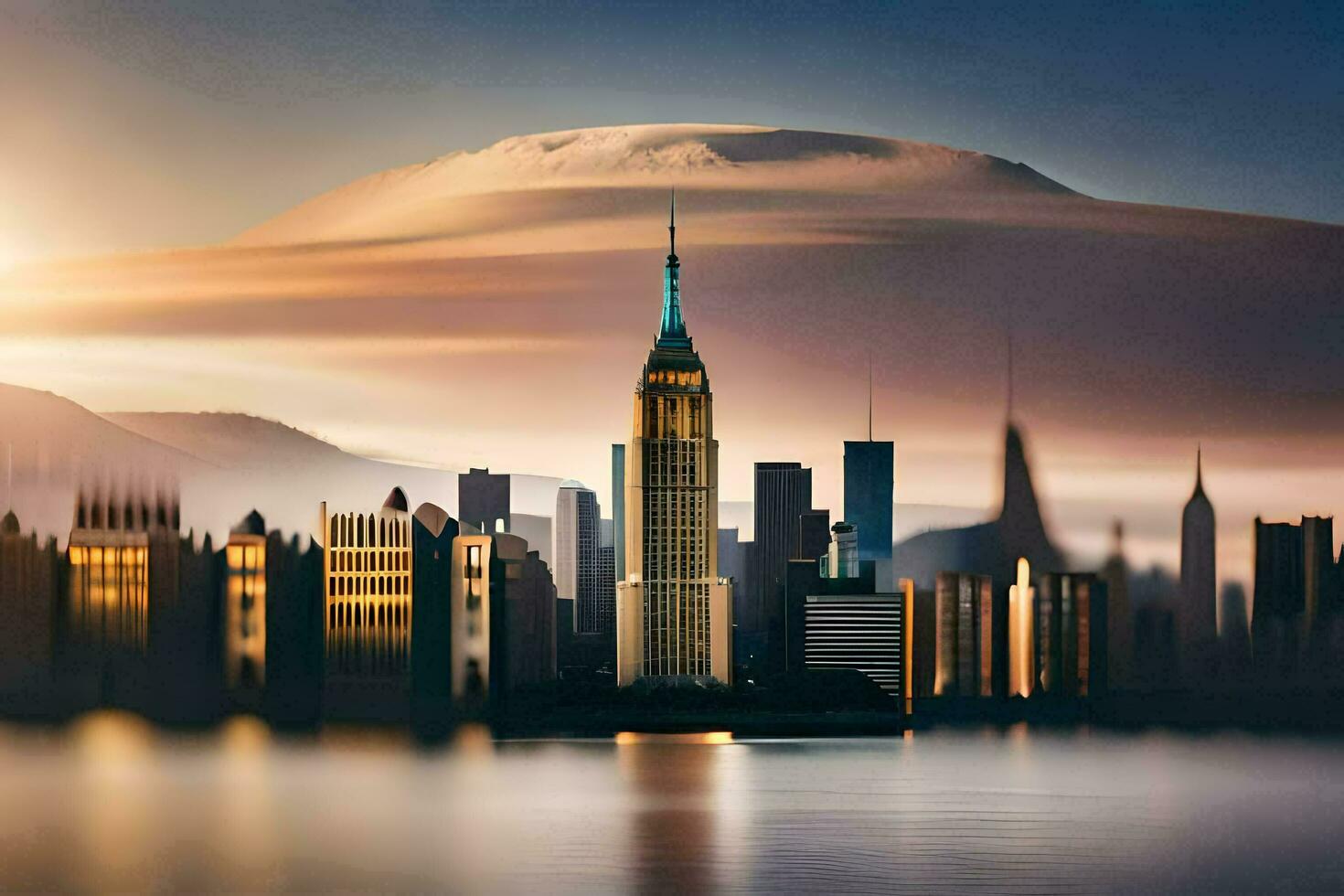photo wallpaper the sky, city, the empire state building, the city, the empire state building. AI-Generated