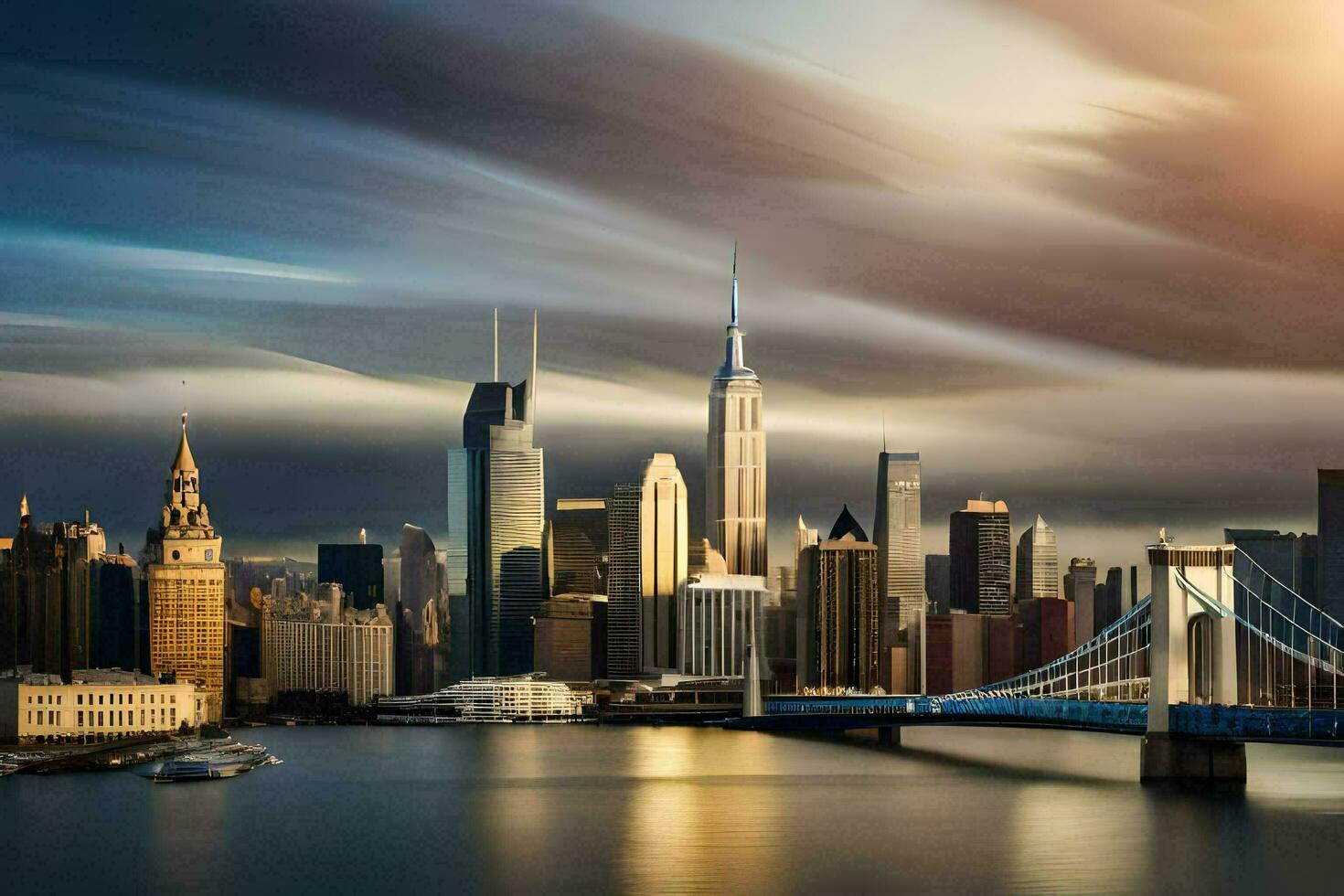 el Manhattan horizonte es visto en esta foto. generado por ai foto