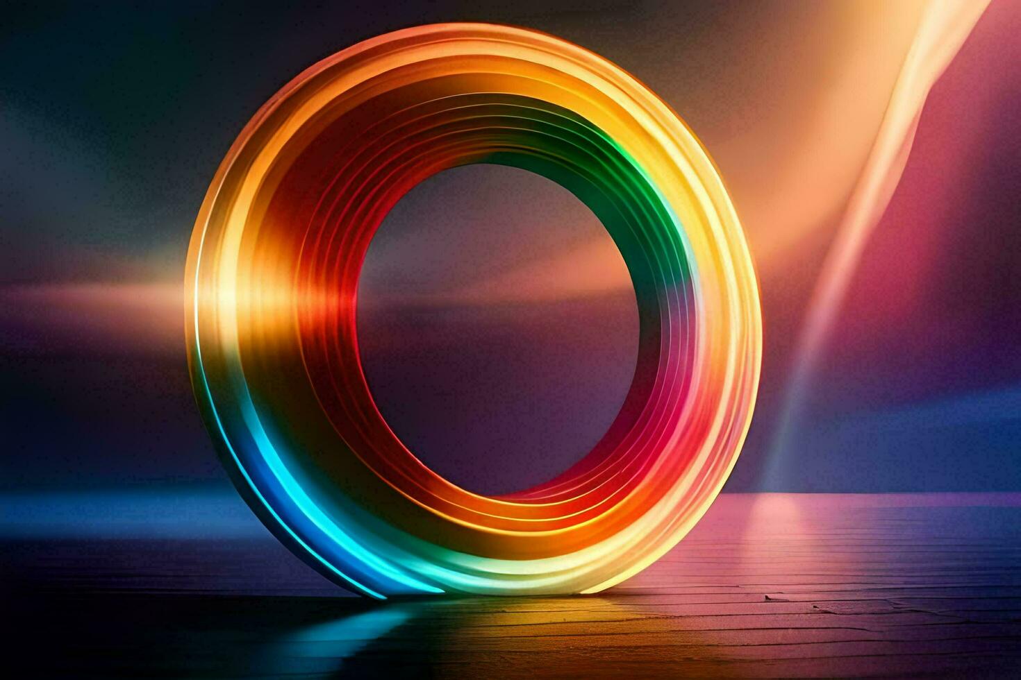 a colorful ring with light trails. AI-Generated photo