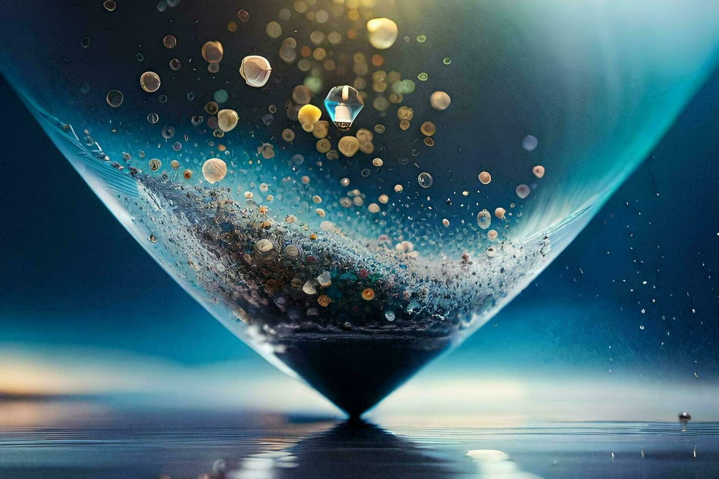 a glass vase with water and bubbles. AI-Generated photo