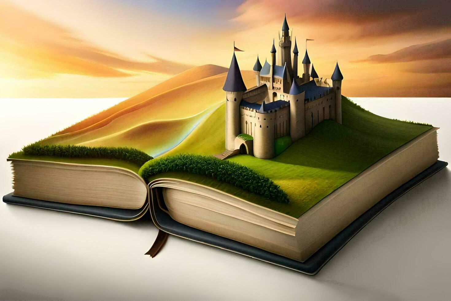 an open book with a castle on top. AI-Generated photo