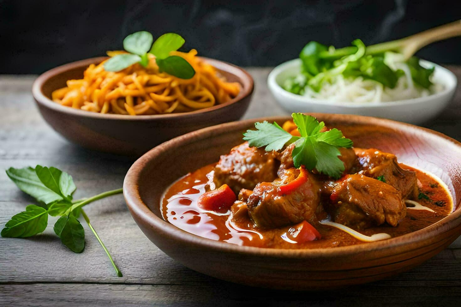 indian food in the kitchen. AI-Generated photo