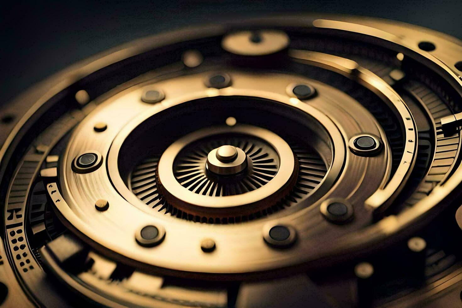 close up of a gold watch with a black background. AI-Generated photo