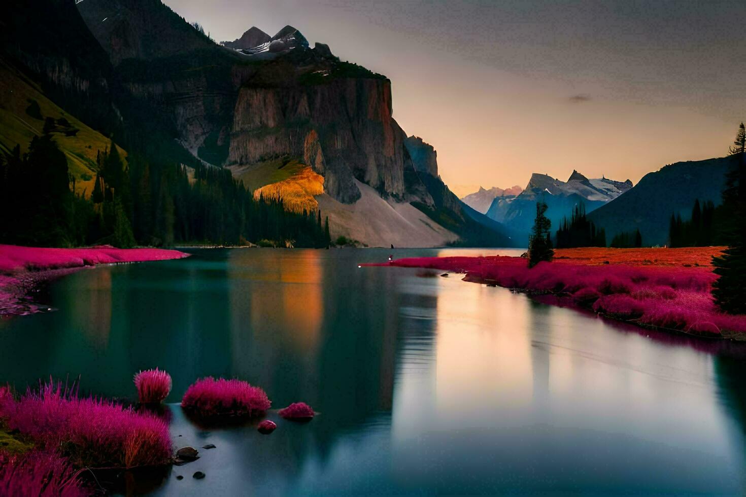 photo wallpaper mountains, the sky, the lake, the mountains, the lake, the mountains,. AI-Generated