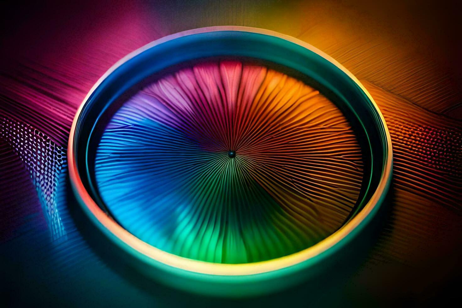 a colorful circular object with a rainbow light. AI-Generated photo