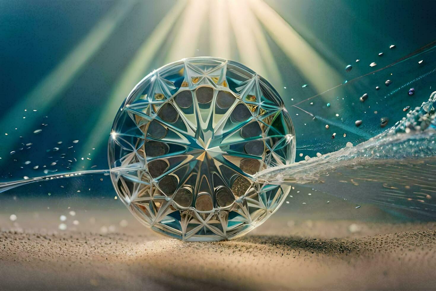 a diamond is being splashed by water. AI-Generated photo