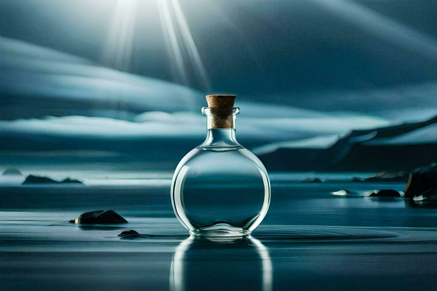 a message in a bottle. AI-Generated photo