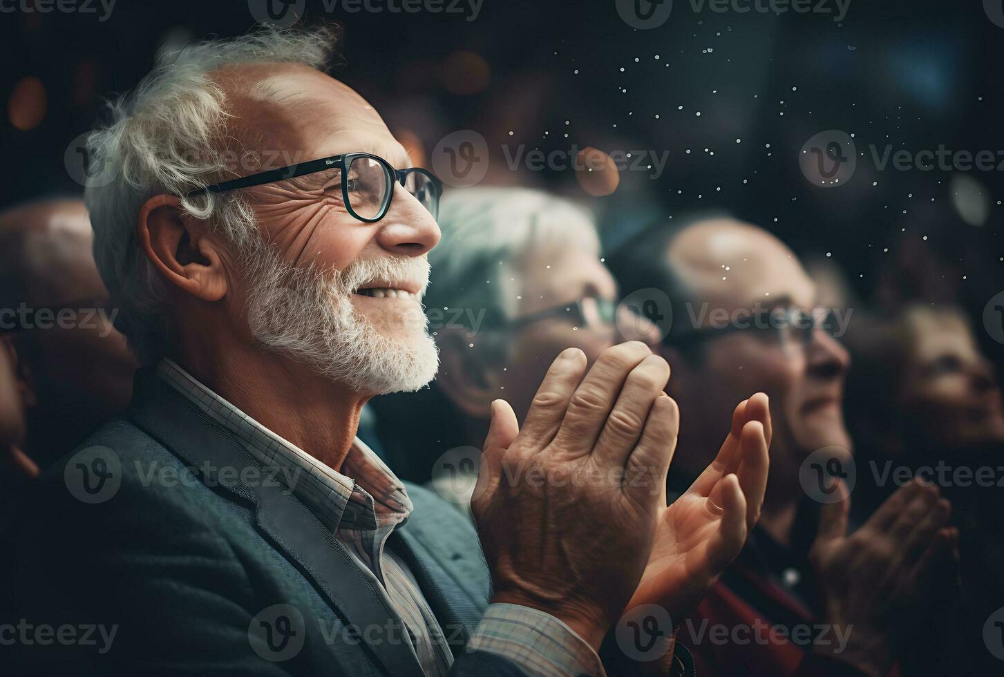 Group of business people sitting and applauding at the conference hall AI Generated photo