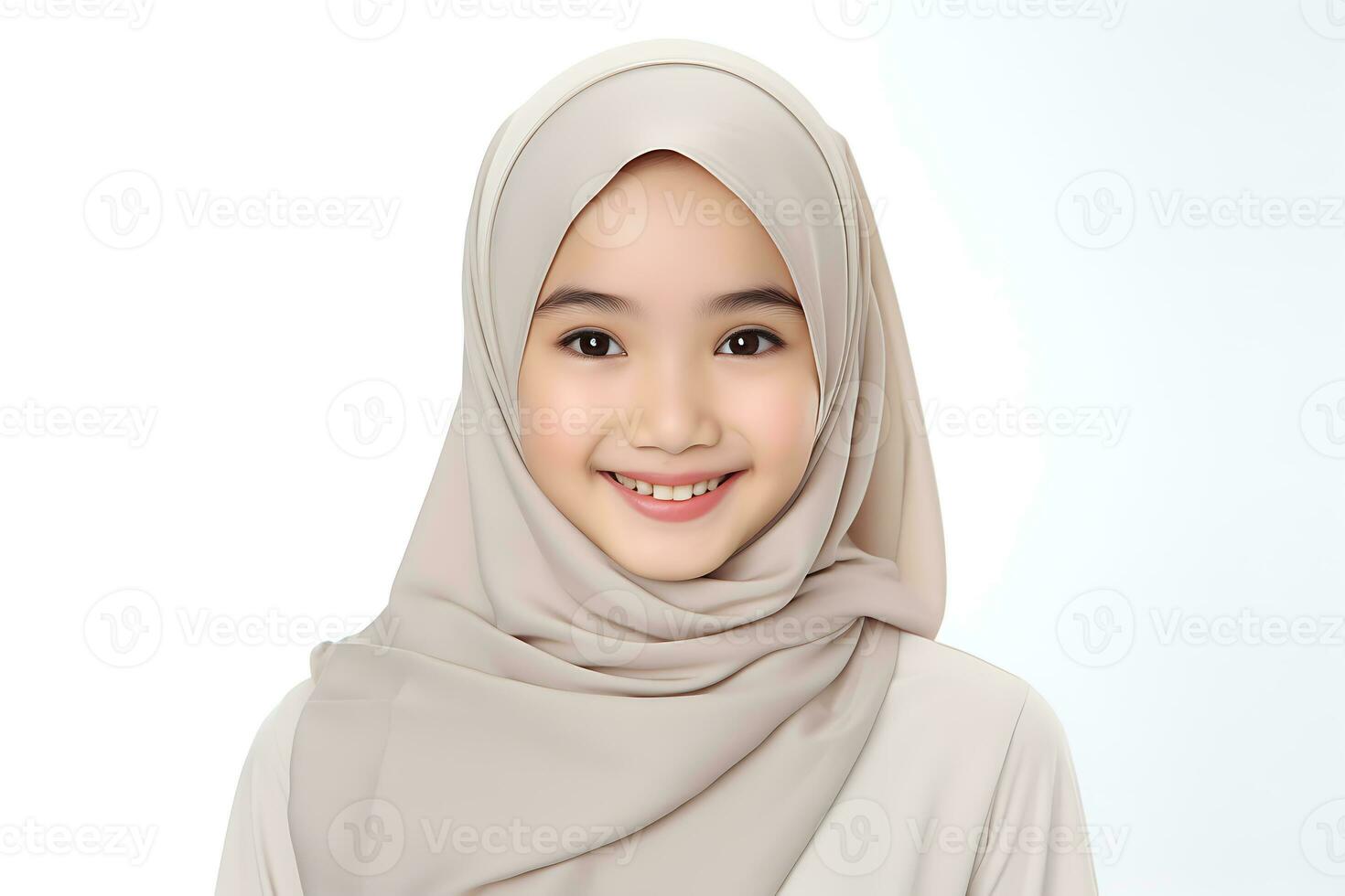 Hijab woman with smile face. Isolated on white background AI Generated photo