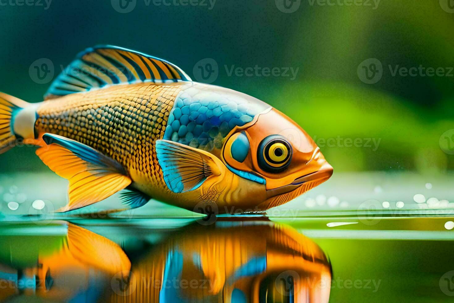 a fish is reflected in the water. AI-Generated photo