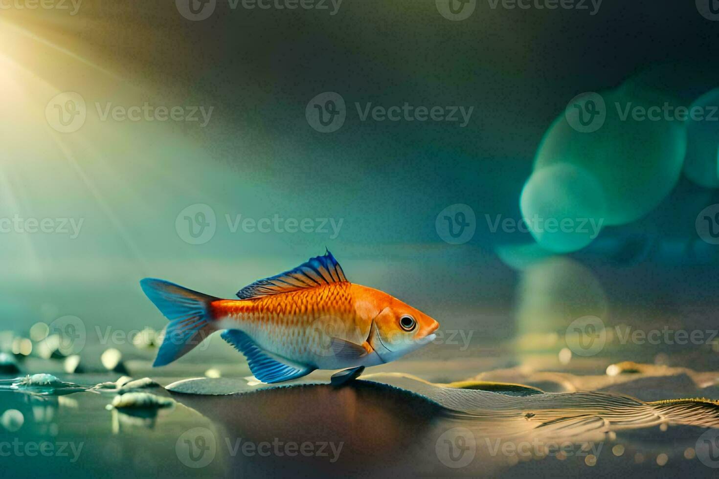 photo wallpaper the sky, fish, water, light, the sun, the fish, the water. AI-Generated