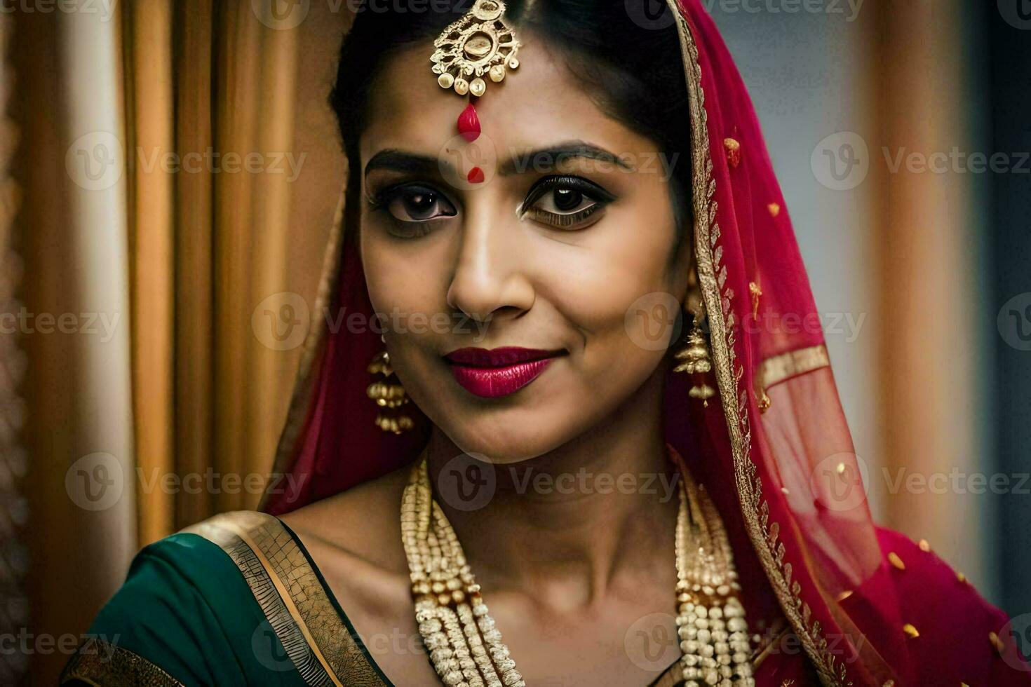 a beautiful indian bride in traditional attire. AI-Generated photo