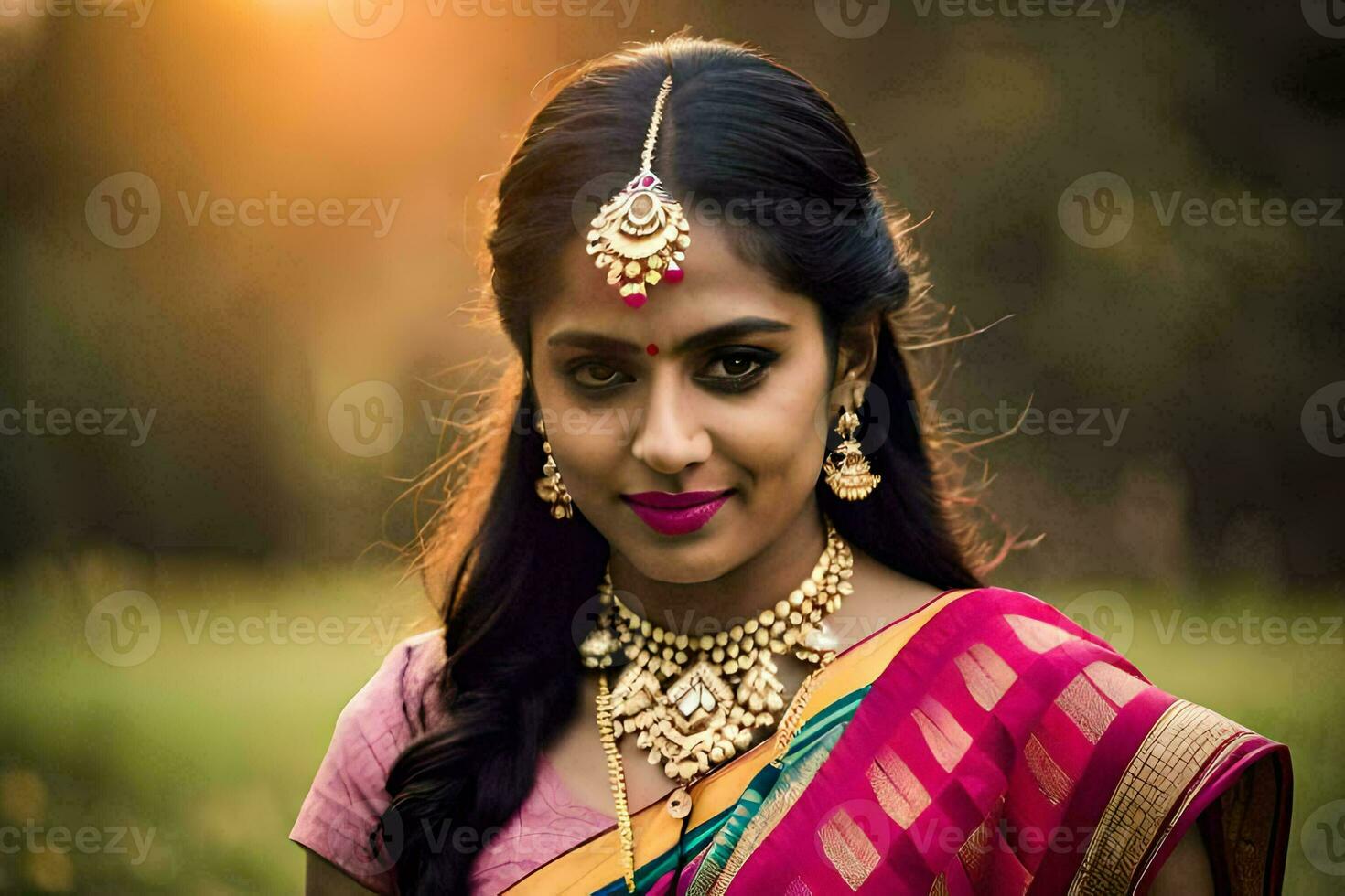 beautiful indian woman in traditional sari. AI-Generated photo