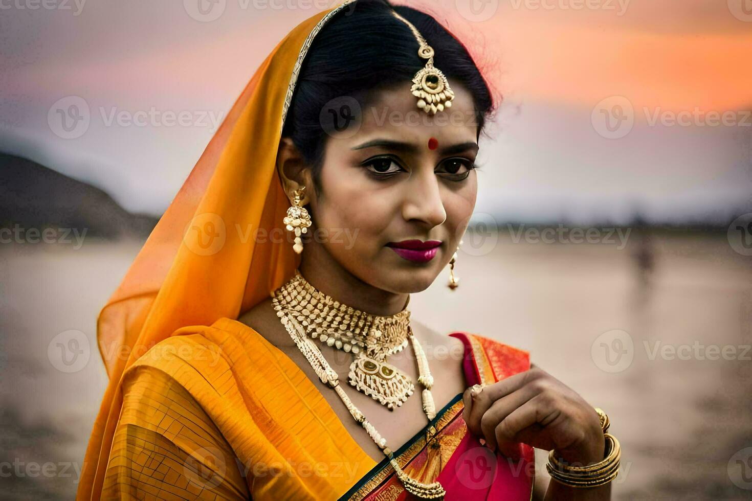 a beautiful indian woman in traditional attire. AI-Generated photo