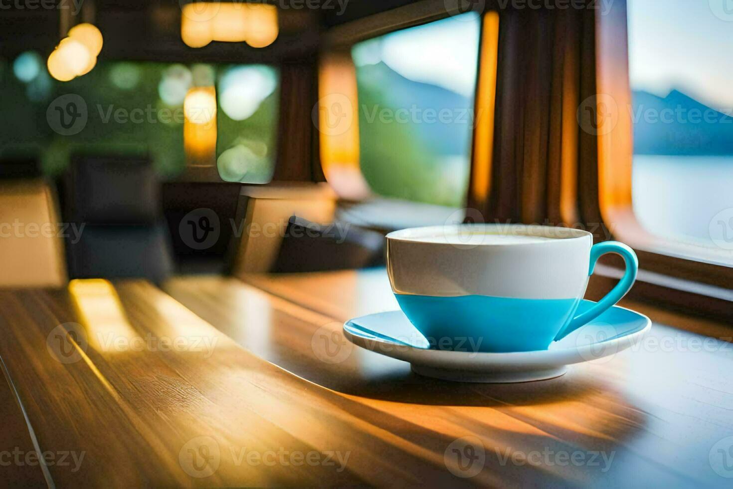 coffee on the train. AI-Generated photo