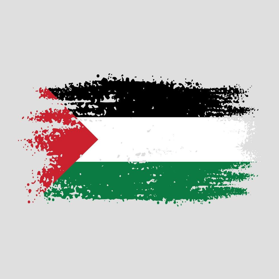 Palestina nacional bandera con mancha cepillo carrera efecto. acuarela Palestina bandera diseño vector