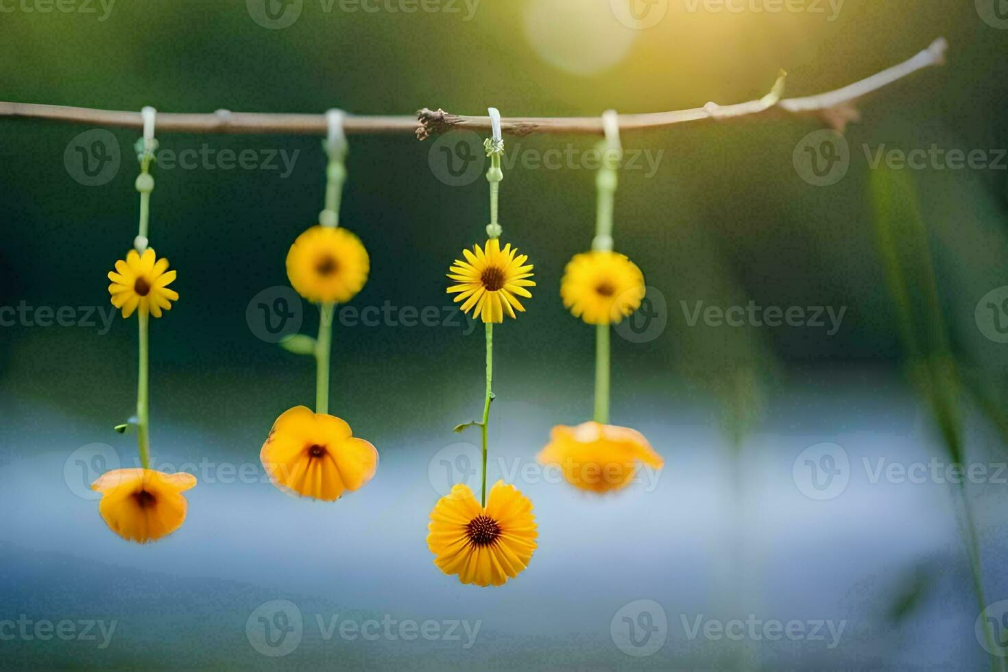 photo wallpaper the sky, flowers, the sun, the trees, the flowers, the sun,. AI-Generated