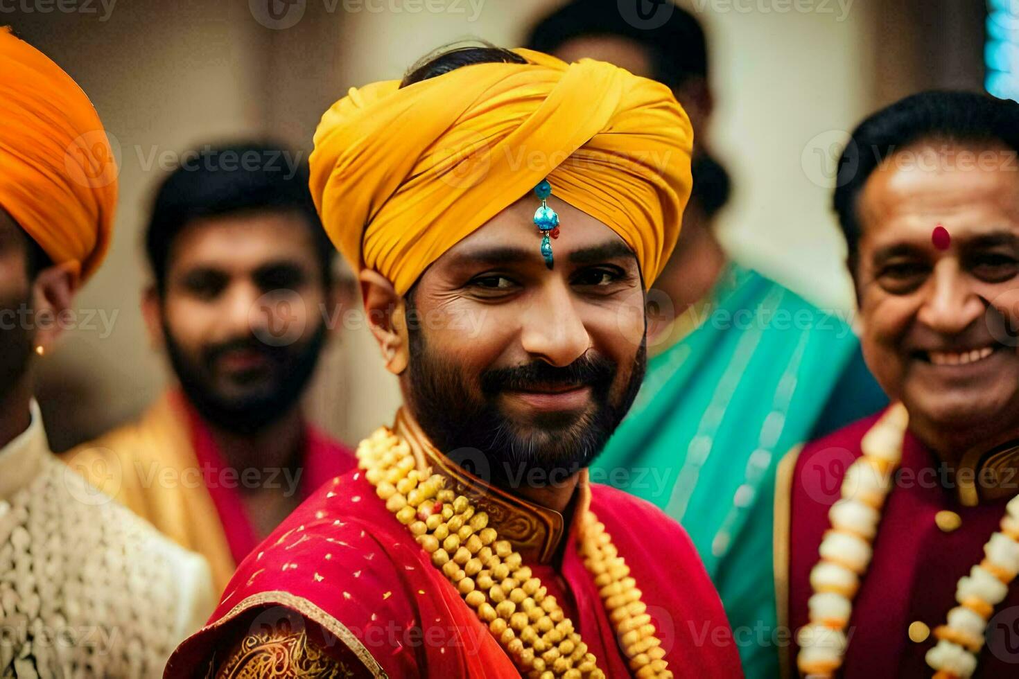 the groom in a traditional indian outfit. AI-Generated photo