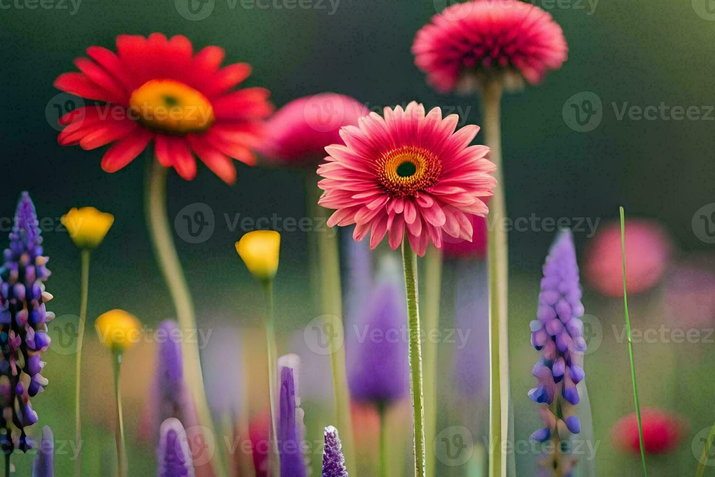a field of colorful flowers in the spring. AI-Generated photo